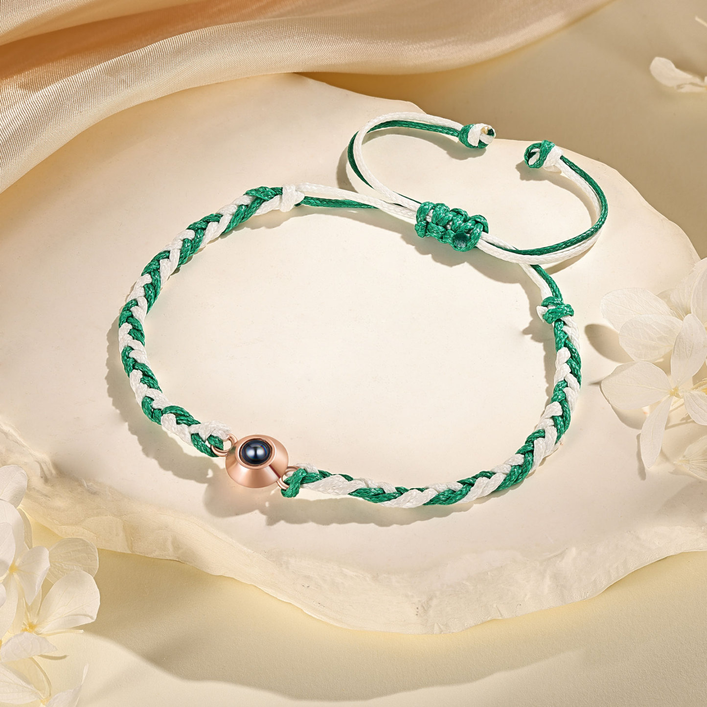 Personalisiertes 1 Foto Projektion Armband mit geflochtenem Band in Zwei Farben