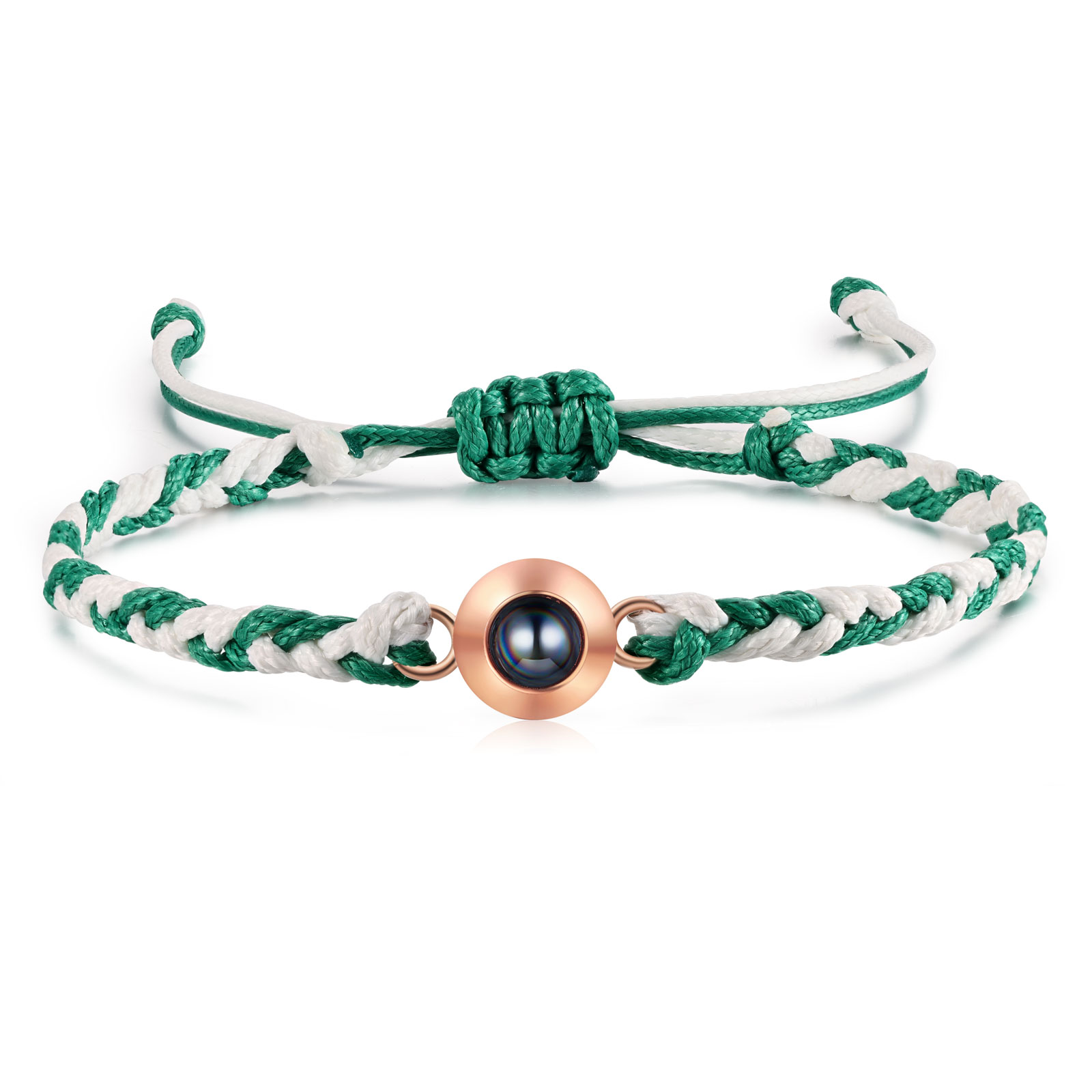 Personalisiertes 1 Foto Projektion Armband mit geflochtenem Band in Zwei Farben