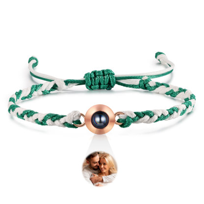 Personalisiertes 1 Foto Projektion Armband mit geflochtenem Band in Zwei Farben