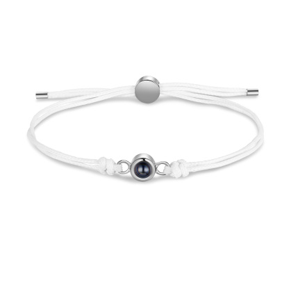 Personalisiertes Foto Projektion Armband mit Schwarz/Weiß/Braunem Wachsschnur-Band