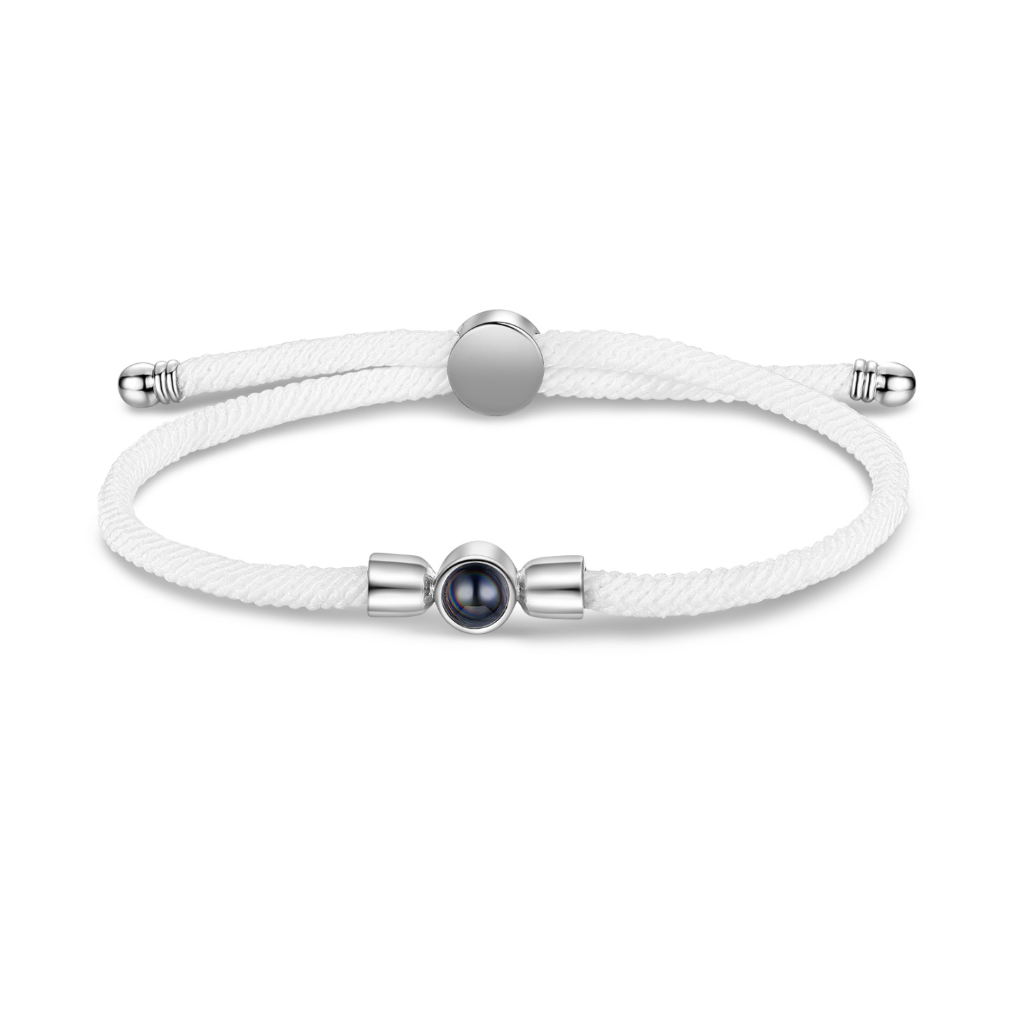 Personalisiertes Foto Projektion Armband mit Schwarz/ Weiß/ Grau geflochtenem Band