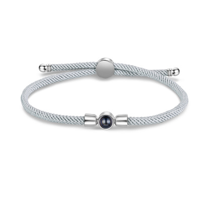 Personalisiertes Foto Projektion Armband mit Schwarz/ Weiß/ Grau geflochtenem Band