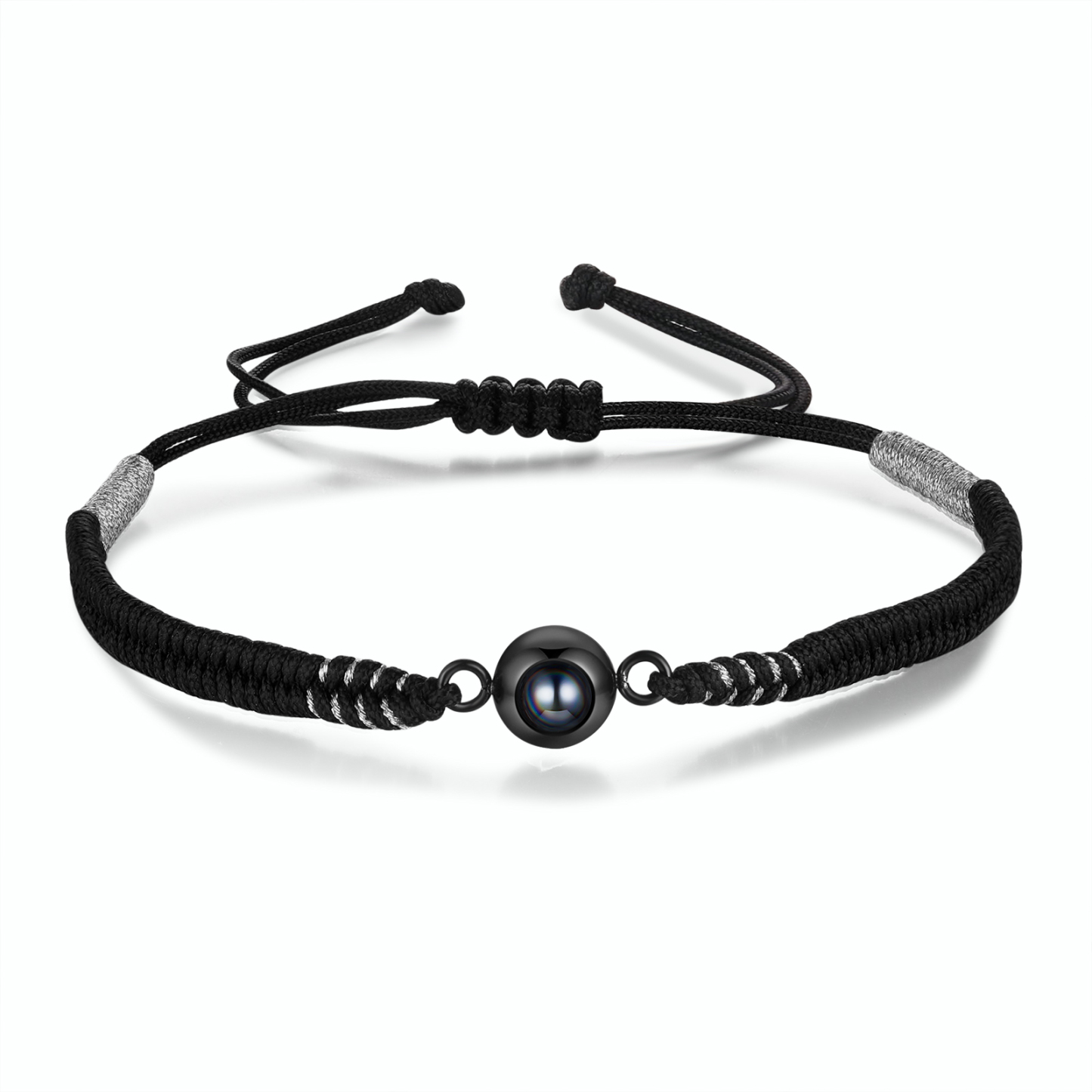 Personalisiertes 1 Foto Schwarz Projektion Armband mit geflochtenem Band – Einzigartiges Geschenk
