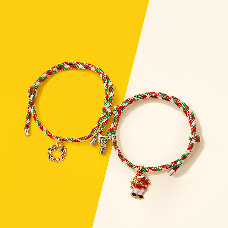 Weihnachtsarmband mit Glocken & Weihnachtsmann & Rentier & Schneemann & Kranzanhänger – Festliches Accessoire für die Weihnachtszeit