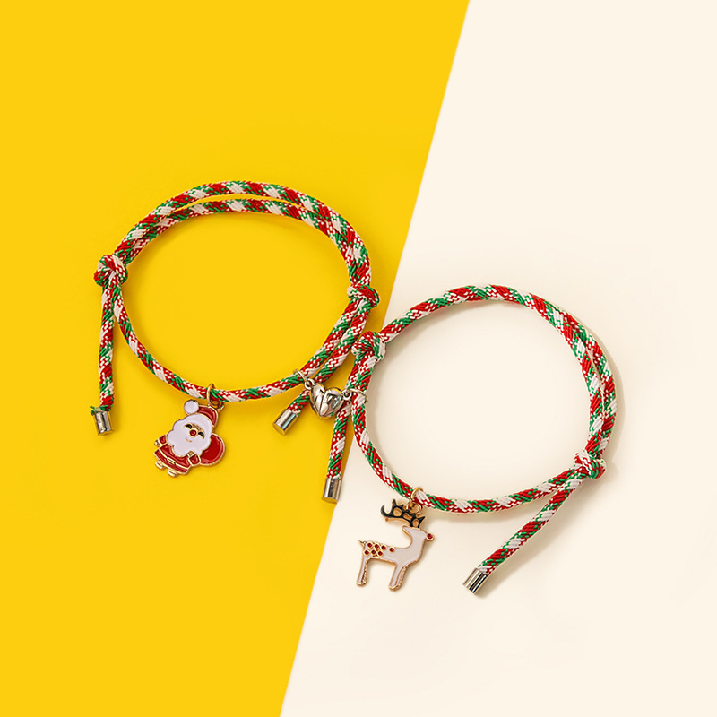 Weihnachtsarmband mit Glocken & Weihnachtsmann & Rentier & Schneemann & Kranzanhänger – Festliches Accessoire für die Weihnachtszeit