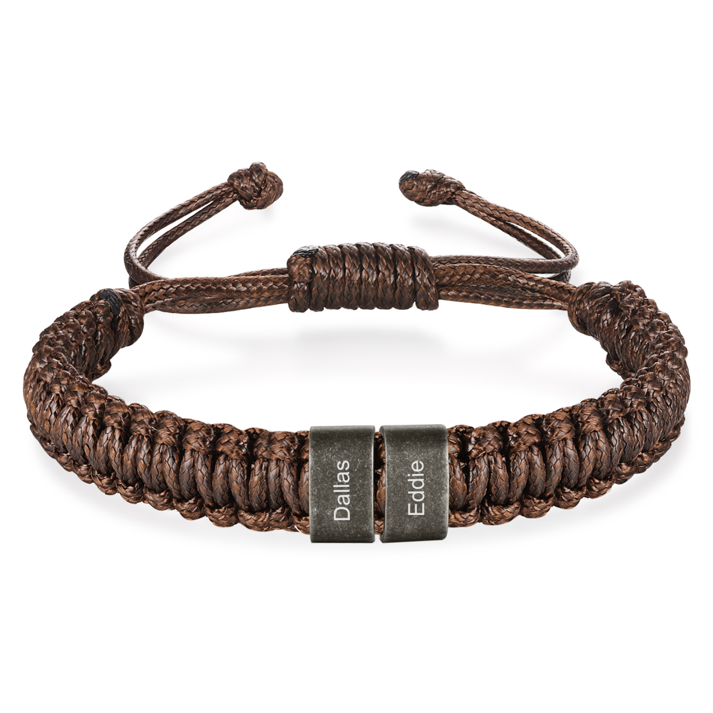 Herren Schmuck-Personalisierte 2-5 Namen Geflochtenes Vintage Armband mit Edelstahl Perle für Männer
