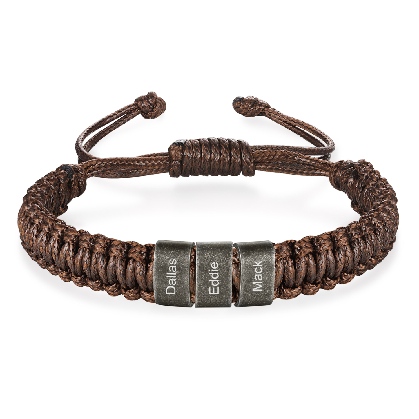 Herren Schmuck-Personalisierte 2-5 Namen Geflochtenes Vintage Armband mit Edelstahl Perle für Männer