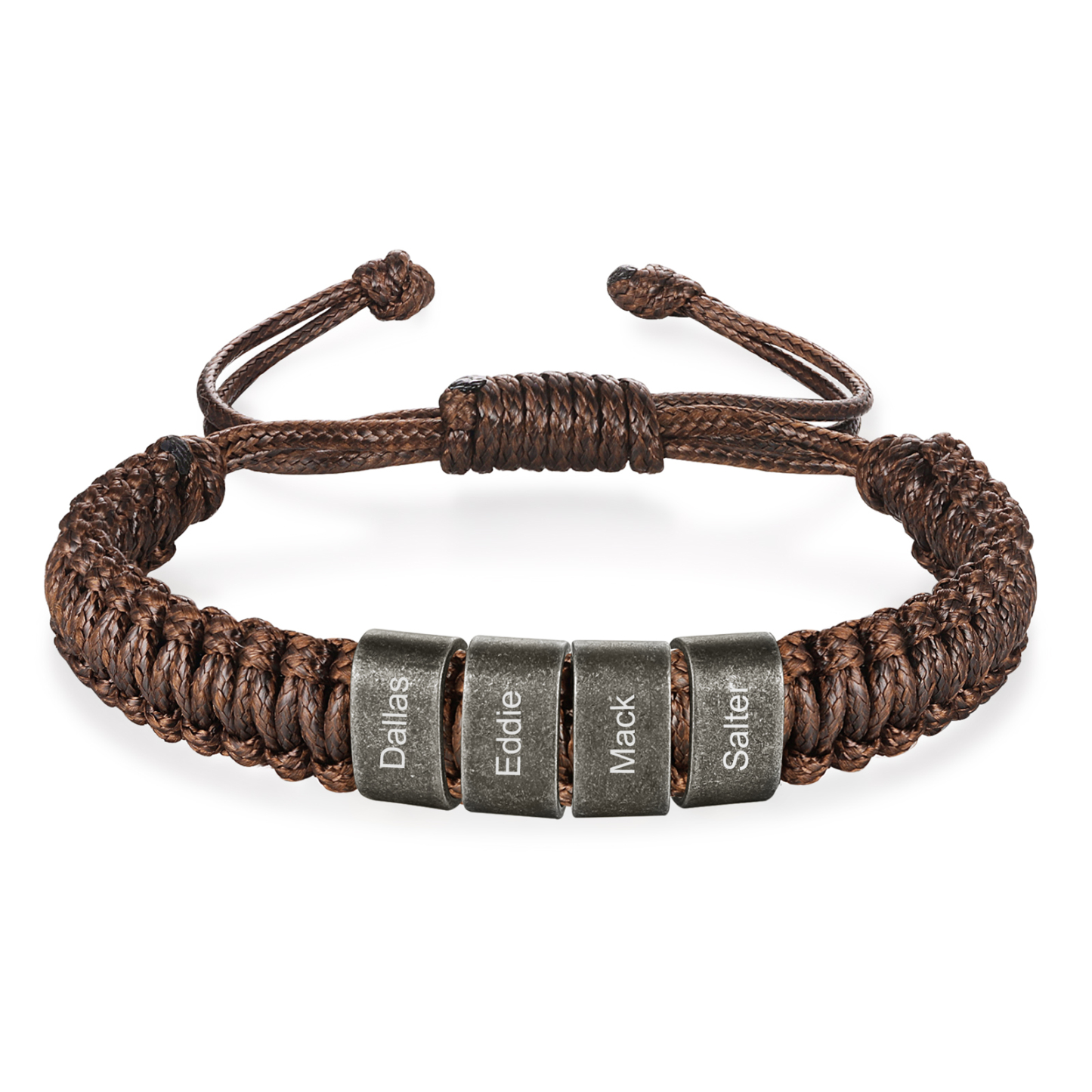 Herren Schmuck-Personalisierte 2-5 Namen Geflochtenes Vintage Armband mit Edelstahl Perle für Männer