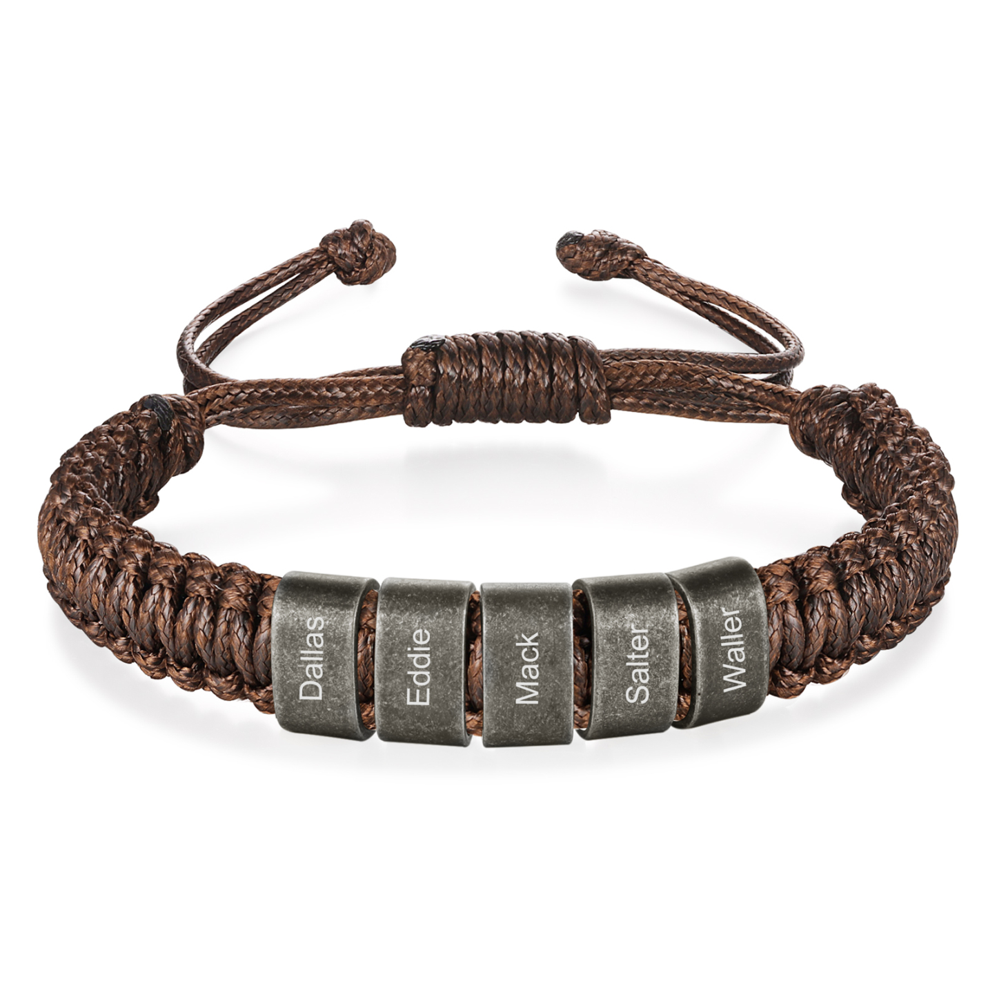Herren Schmuck-Personalisierte 2-5 Namen Geflochtenes Vintage Armband mit Edelstahl Perle für Männer