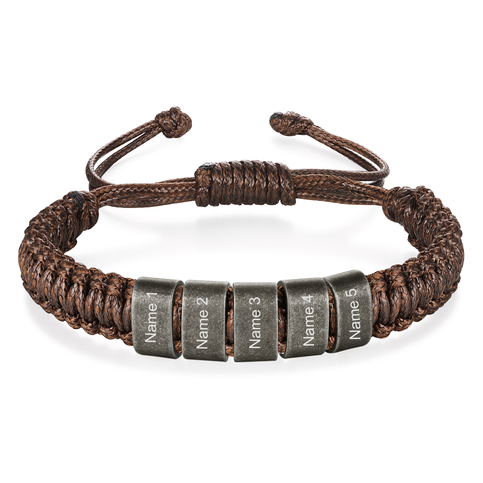Herren Schmuck-Personalisierte 2-5 Namen Geflochtenes Vintage Armband mit Edelstahl Perle für Männer