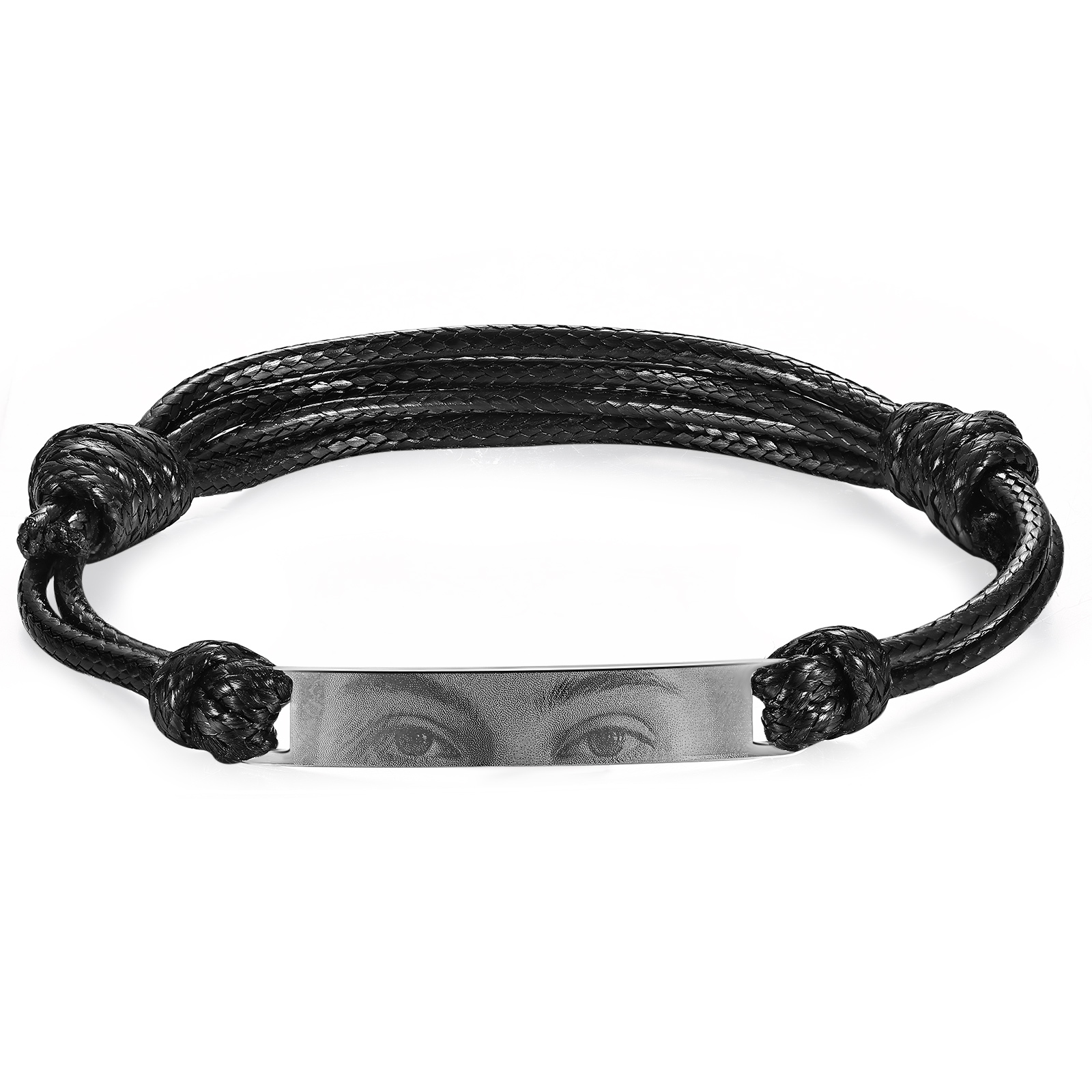 Herren Personalisiertes Foto Wachskordel Edelstahl Augenfoto Armband – Ein einzigartiges Geschenk