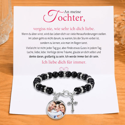 Personalisiertes Foto Armband mit Geschenkkarte - An meine - Schwarz/ 