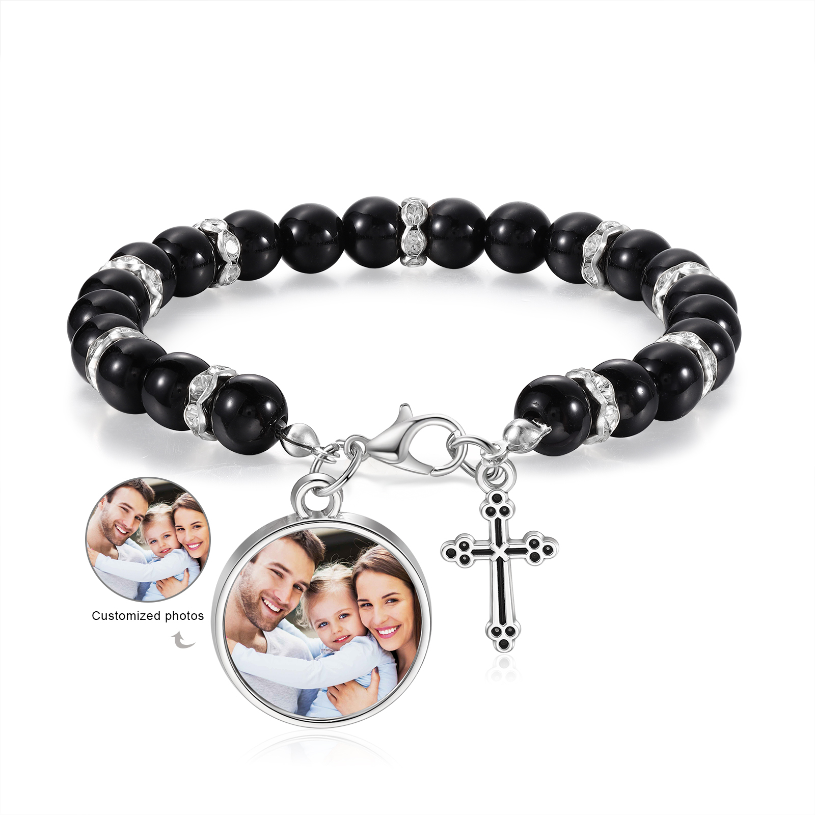 Kettenmachen Personalisiertes Foto Herz Projektion Handseil Armband mit Weiß Perle 25.89