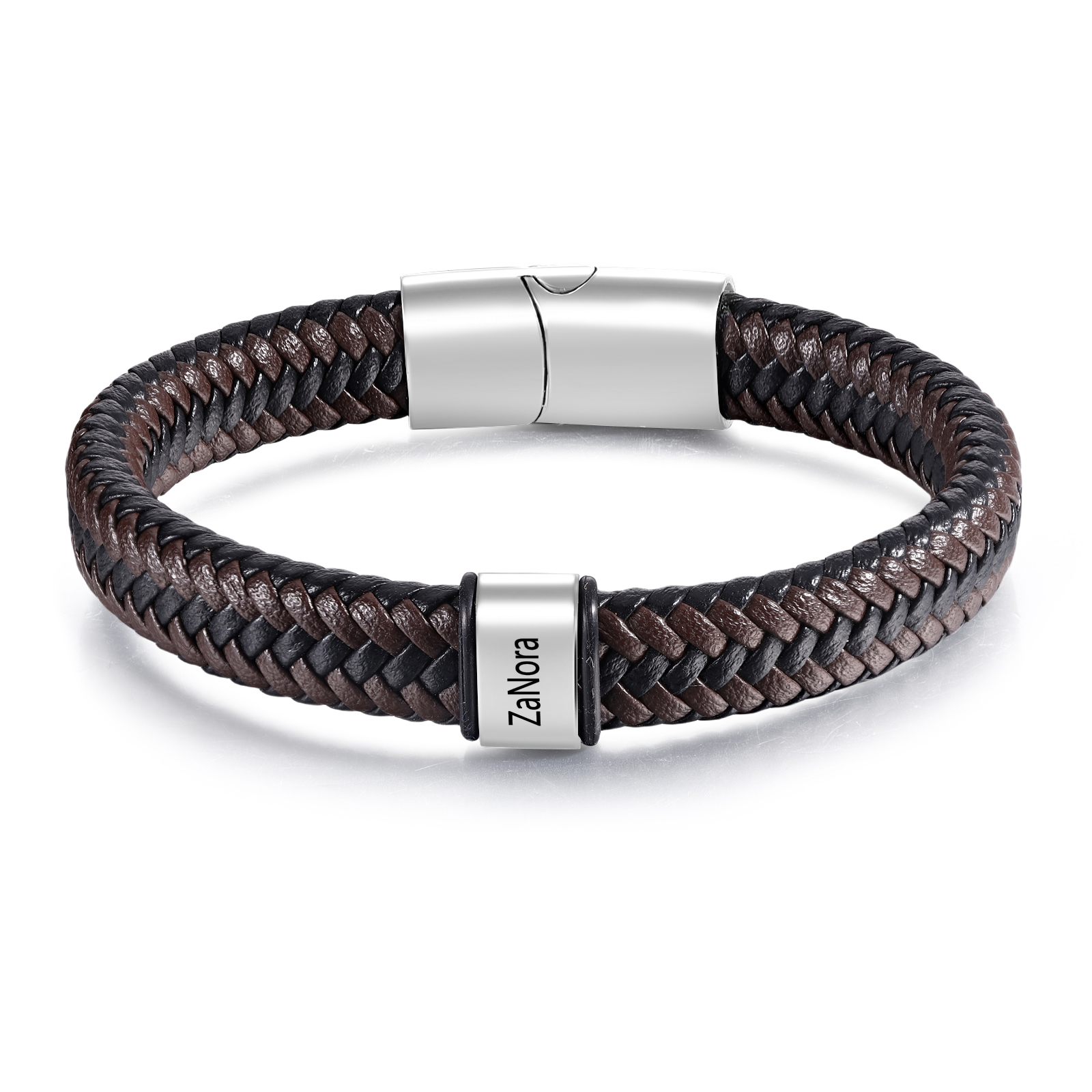 Kettenmachen Herren Personalisierte 2 Namen & Foto Geflochtenes Leder Armband 24.99