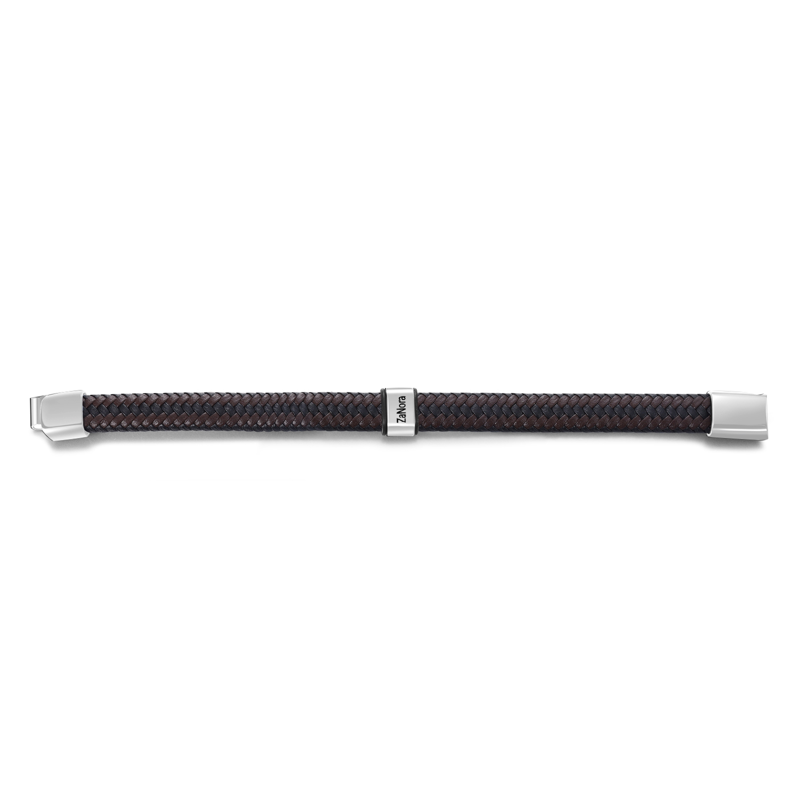 Herren Personalisierte 1-5 Namen Schwarz & Braun Geflochtenes Leder Armband