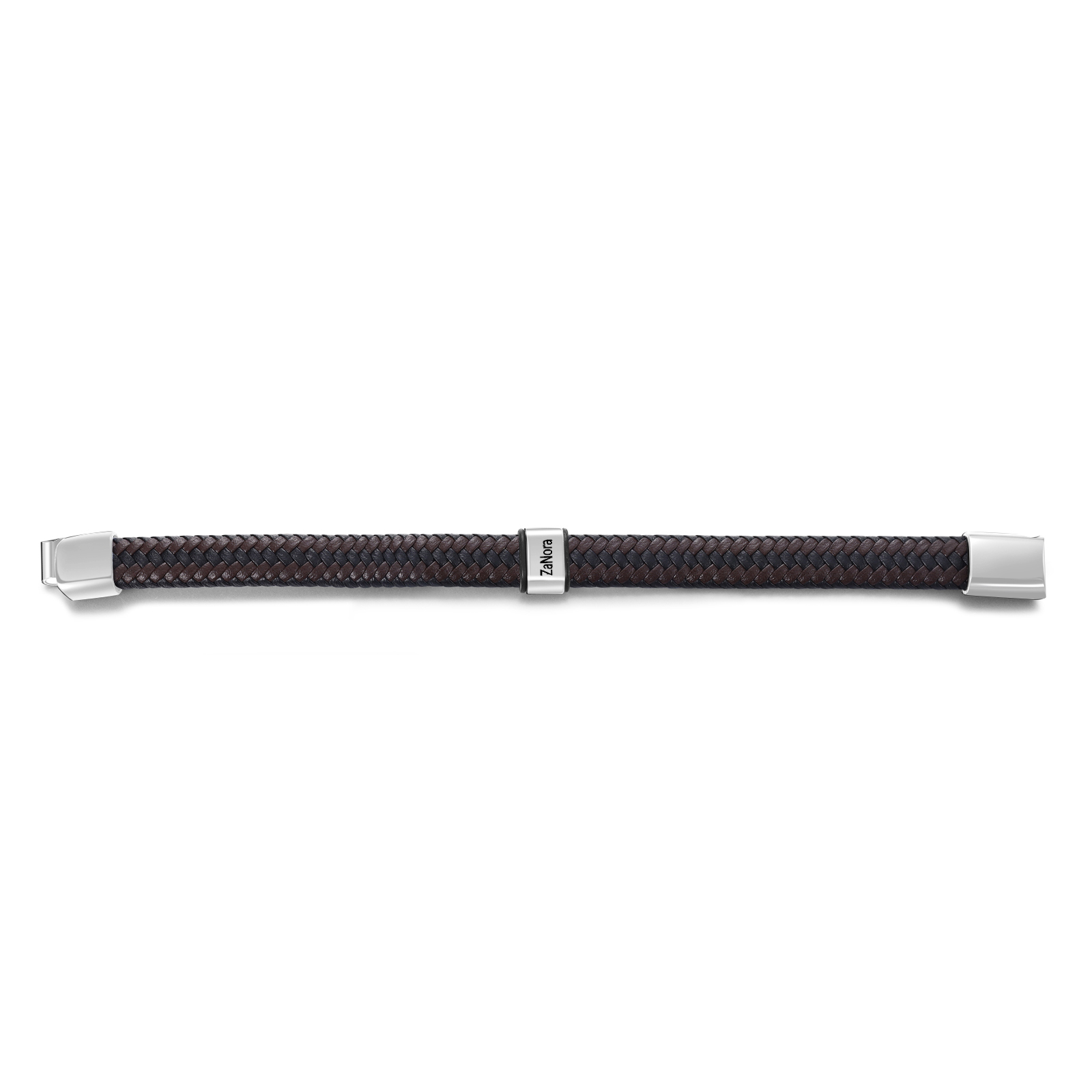 Herren Personalisierte 1-5 Namen Schwarz & Braun Geflochtenes Leder Armband