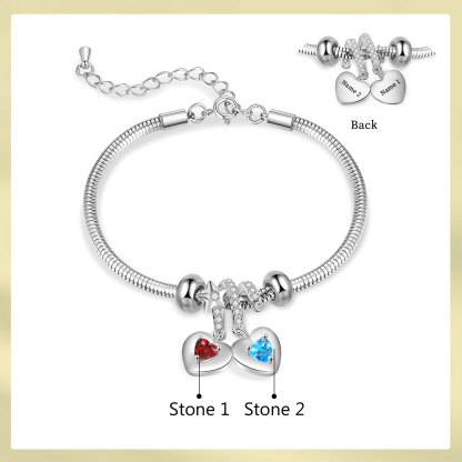 Personalisierte Armband mit 2 Geburtssteinen und 2 Namen - Ein Symbol der Liebe