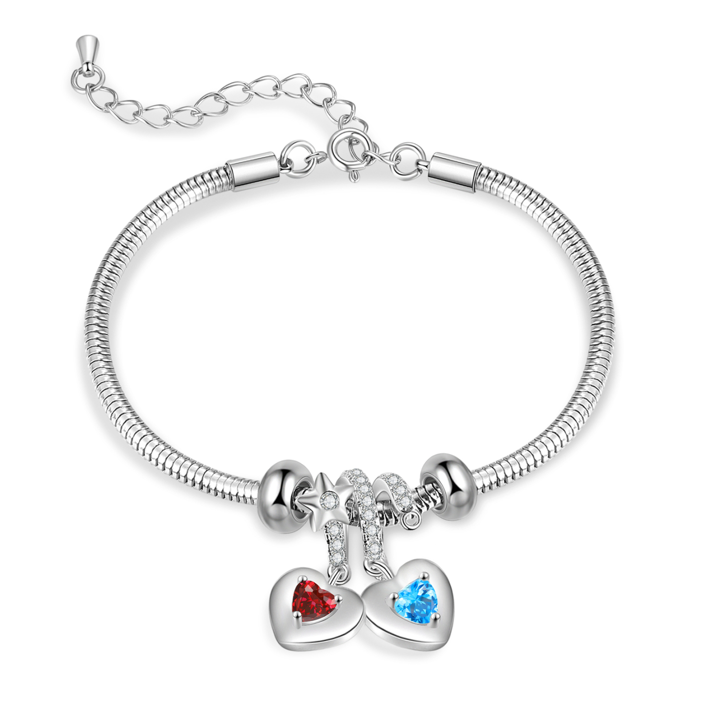 Personalisierte Armband mit 2 Geburtssteinen und 2 Namen - Ein Symbol der Liebe