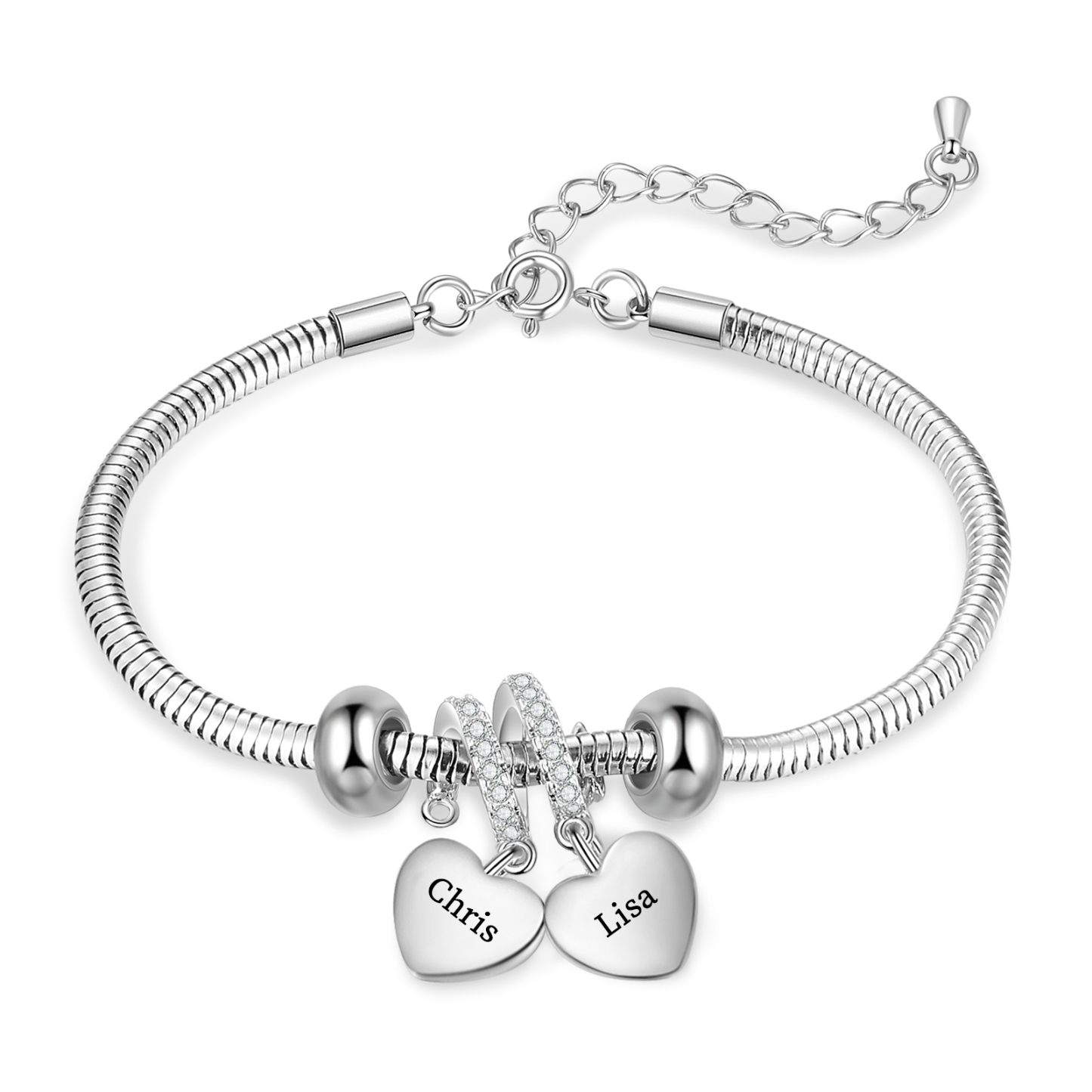 Personalisierte Armband mit 2 Geburtssteinen und 2 Namen - Ein Symbol der Liebe