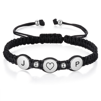 Personalisierte 4 Buchstaben Geflochtenes mit Edelstahl Perle Paar-Armband Set für Paar