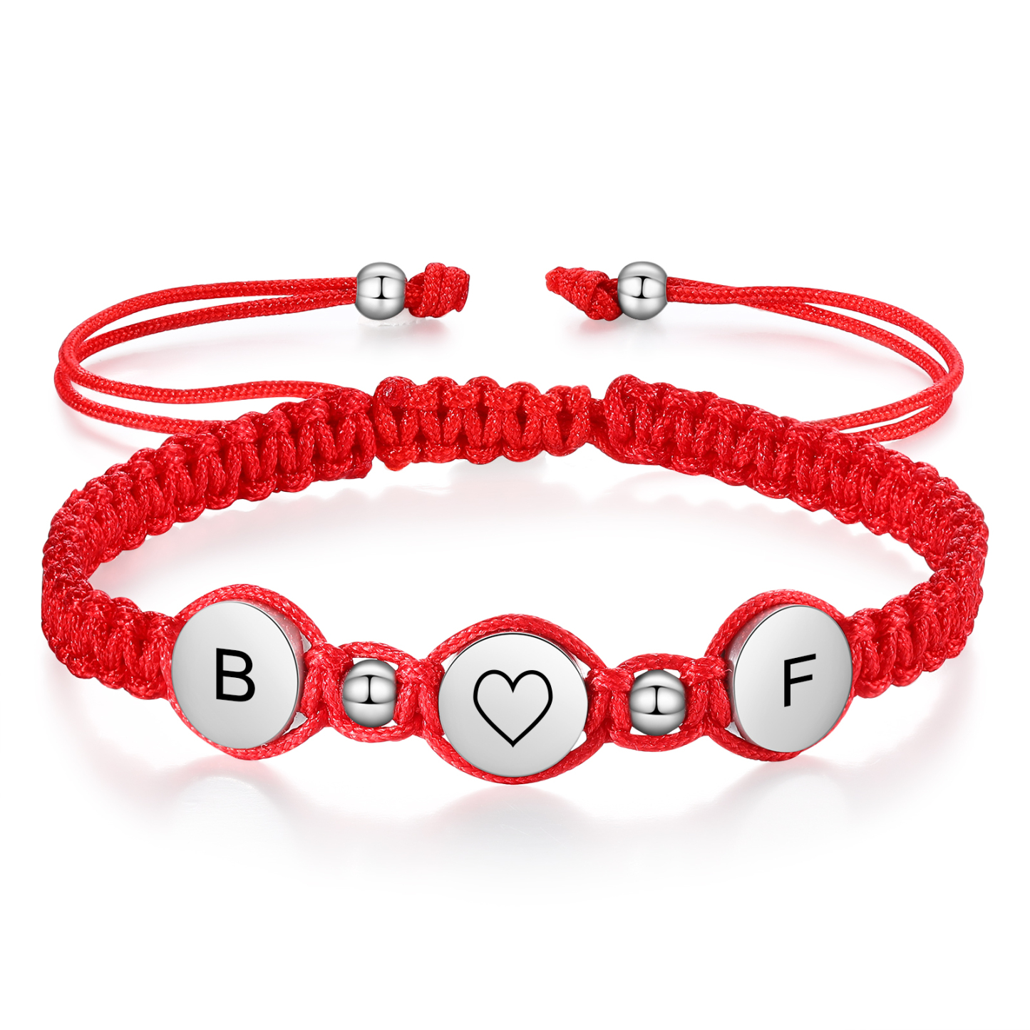 Personalisierte 4 Buchstaben Geflochtenes mit Edelstahl Perle Paar-Armband Set für Paar