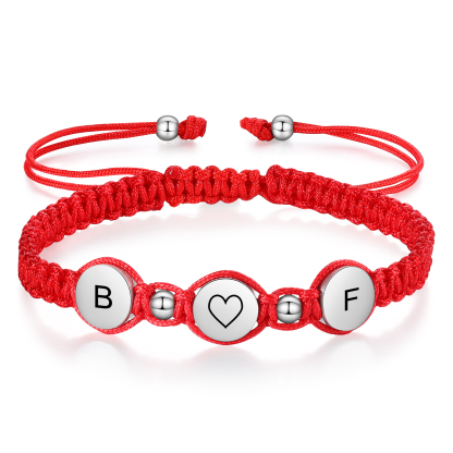 Personalisierte 4 Buchstaben Geflochtenes mit Edelstahl Perle Paar-Armband Set für Paar
