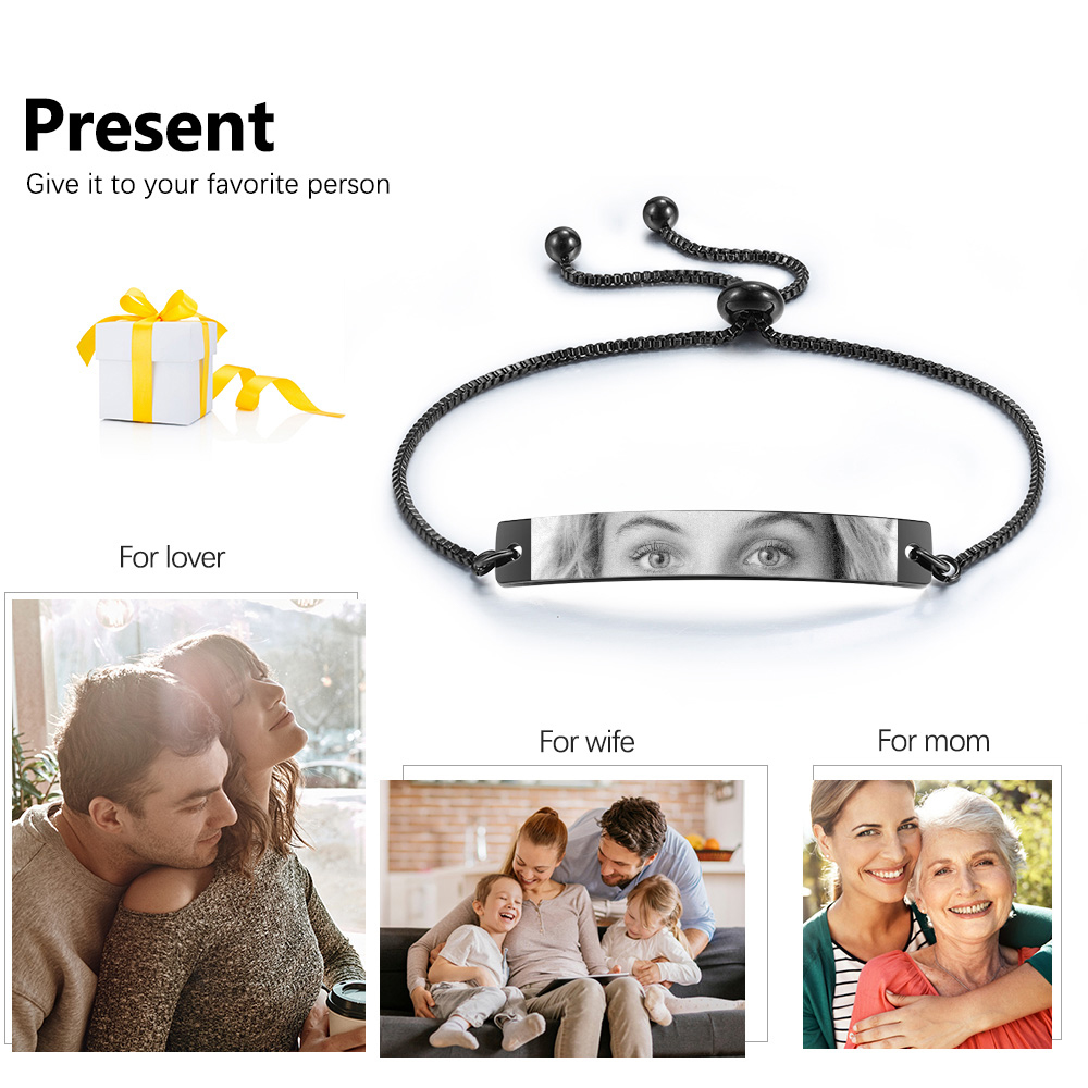 Personalisiertes Foto Edelstahl Augenfoto Armband – Dein Blick für die Ewigkeit