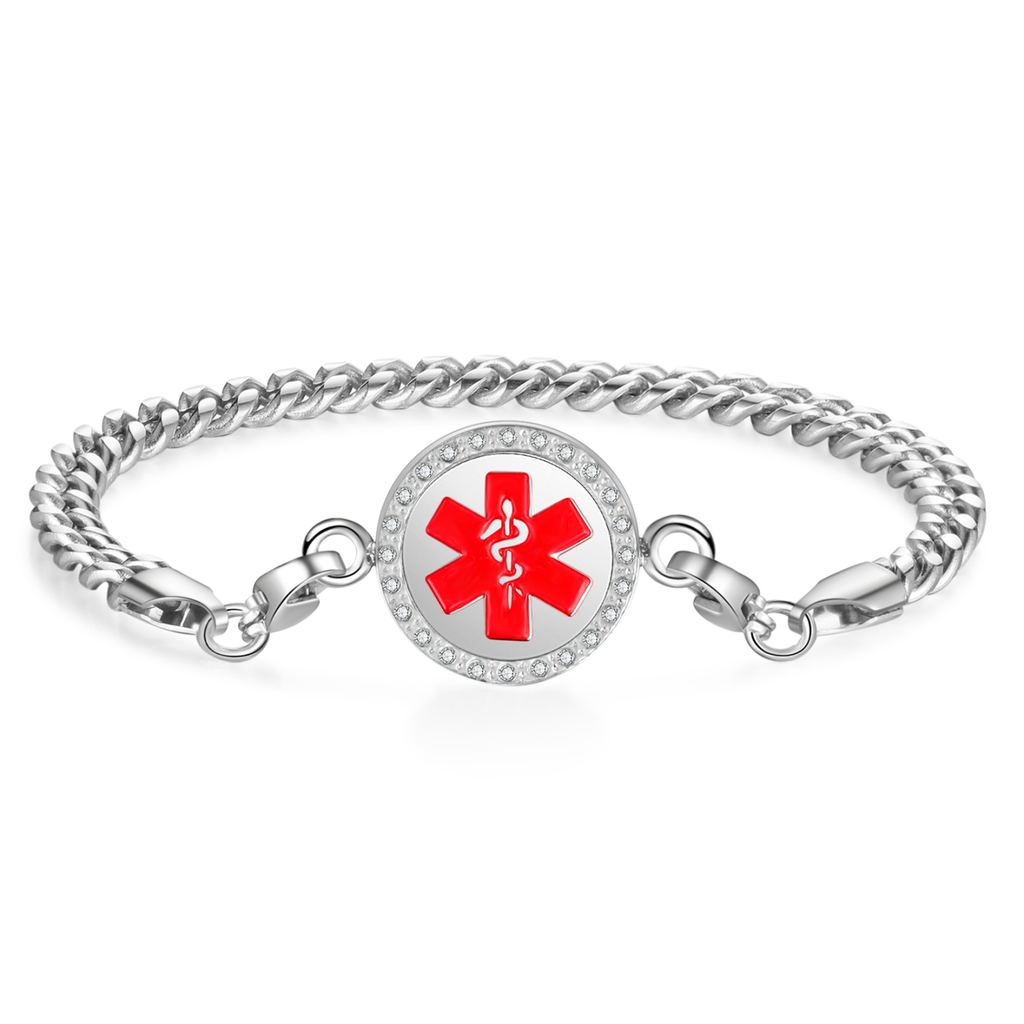 Personalisierter 1 Name & 1 Telefonnummer Edelstahl Notfall-Medizin-Armband