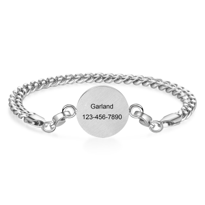 Personalisierter 1 Name & 1 Telefonnummer Edelstahl Notfall-Medizin-Armband