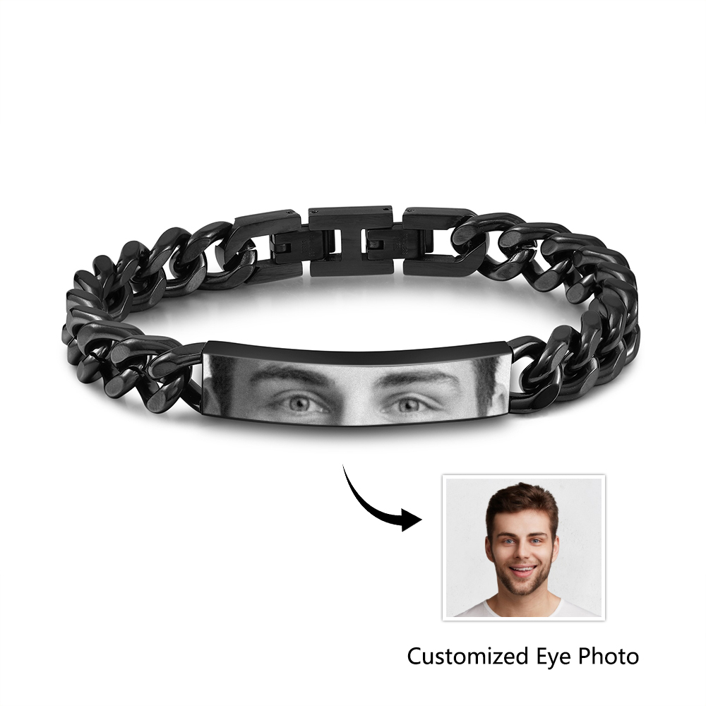 Herren Personalisiertes 1 Foto Edelstahl Augenfoto Armband