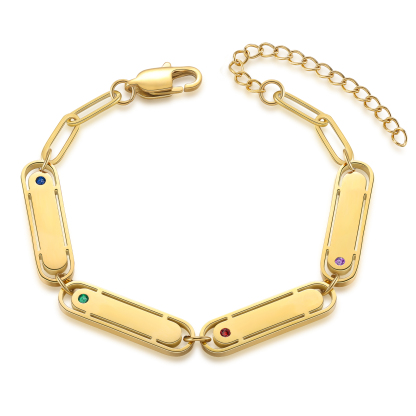 Personalisierbare 4 Namen und Geburtssteine Armband Zeitlose Eleganz mit individueller Note
