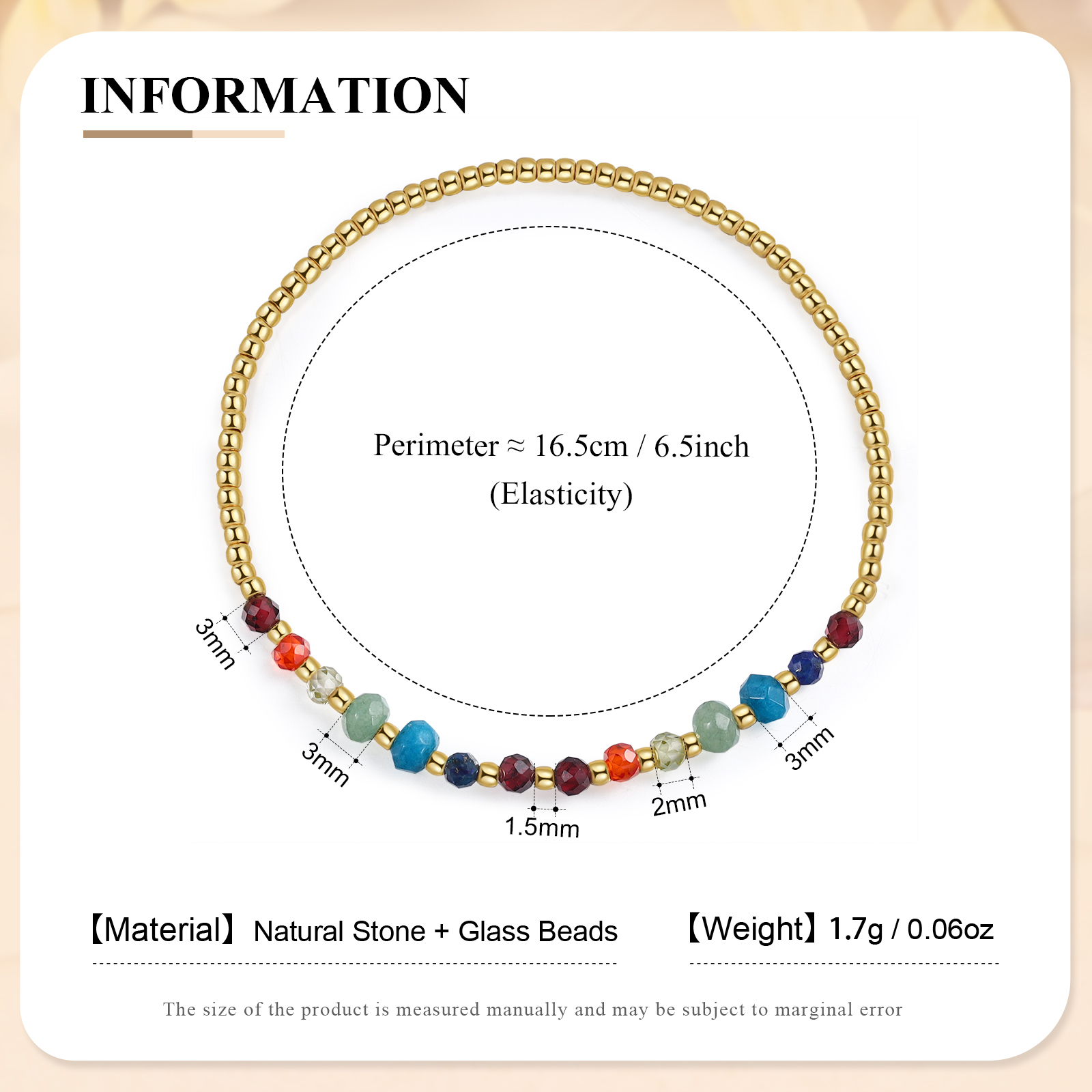 Bunter Naturstein Glasperlen Armband-An meine Tochter, vergiss nie, wie sehr ich dich liebe-Geschenk mit Nachrichtenkarte 