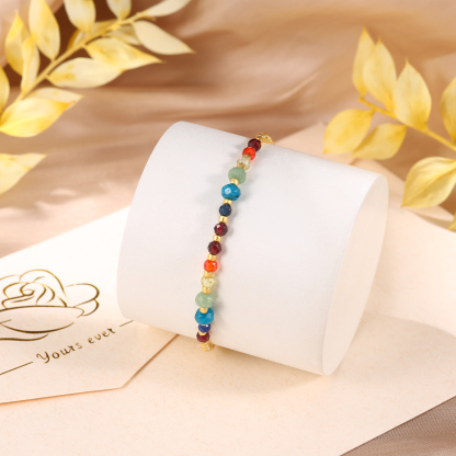 Bunter Naturstein Glasperlen Armband-An meine Tochter, vergiss nie, wie sehr ich dich liebe-Geschenk mit Nachrichtenkarte 