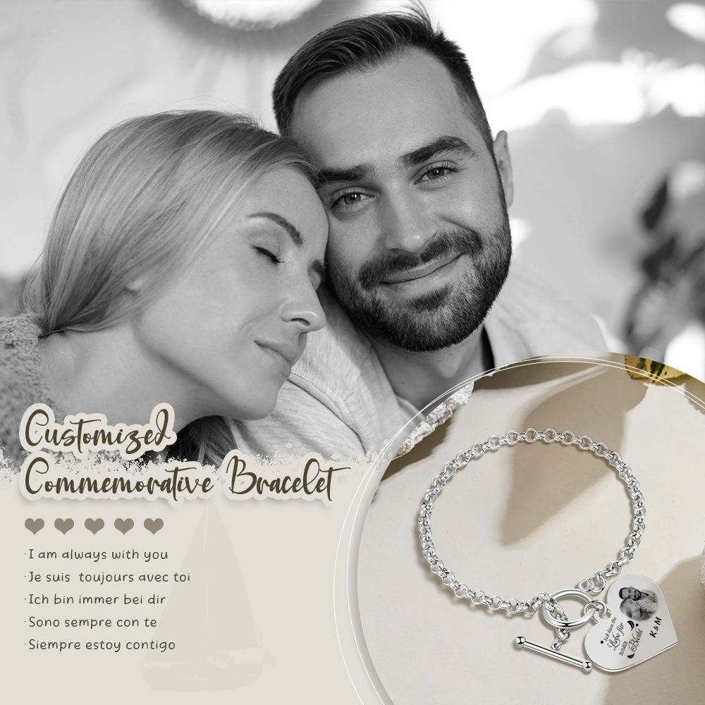 Personalisiertes Foto und Text Armband - Auf dass die Liebe für immer bleibt - Geschenk mit Nachrichtenkarte
