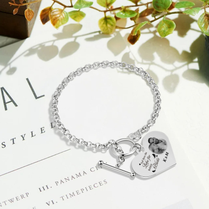 Personalisierbares Armband mit Gravur - Auf dass die Liebe für immer bleibt - Geschenk mit Nachrichtenkarte