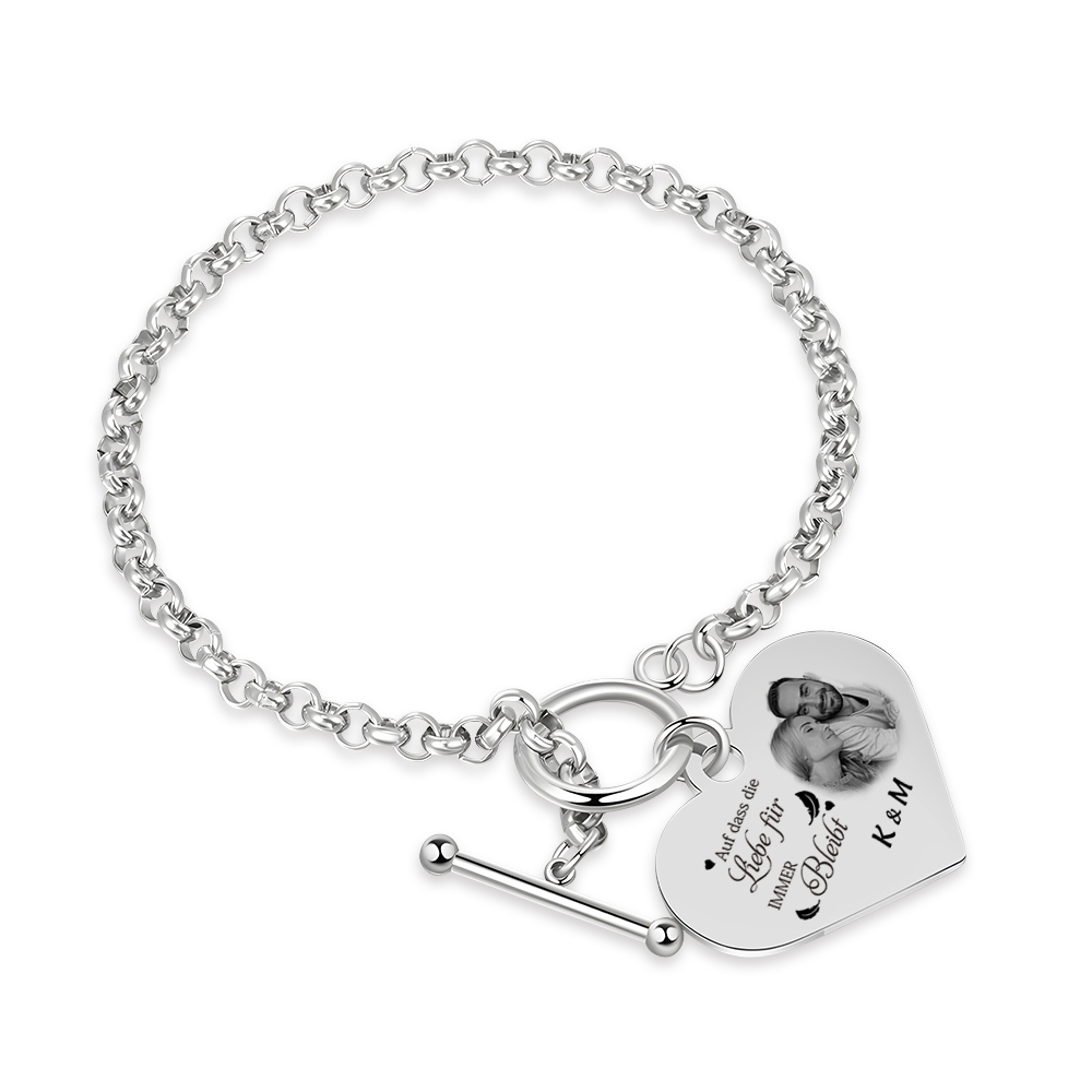 Personalisiertes Foto und Text Armband - Auf dass die Liebe für immer bleibt - Geschenk mit Nachrichtenkarte