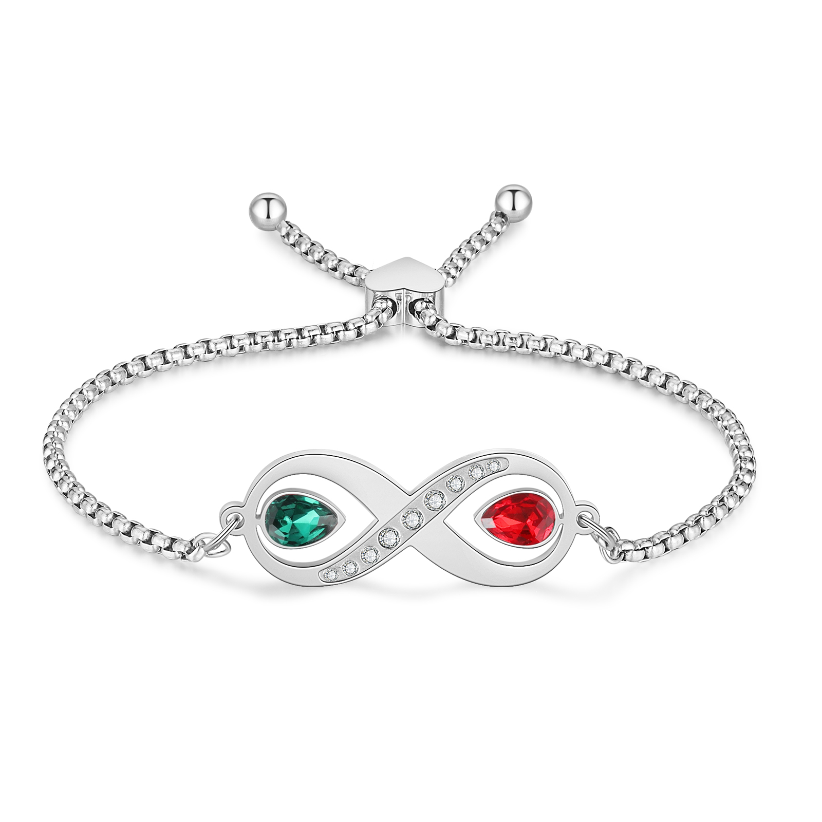 Personalisierte 2 Namen & 2 Geburtssteine Infinity Handseil Armband