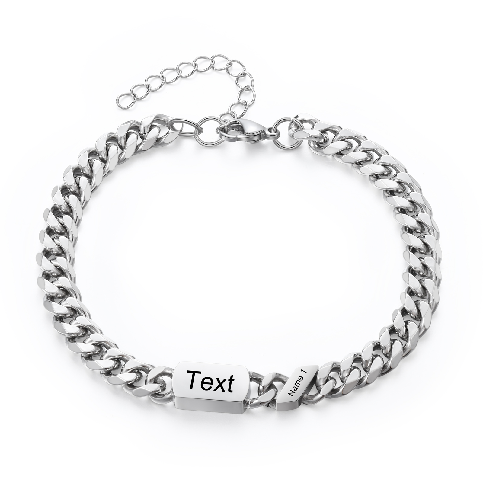 Herren Personalisierte 1 Namen Edelstahl Armband mit Text