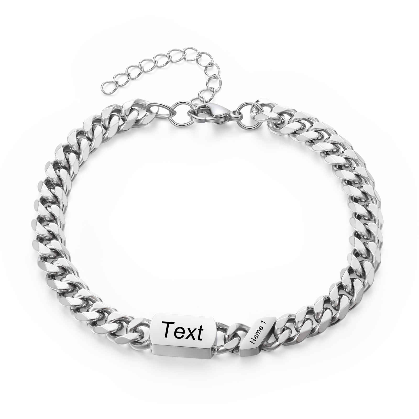 Herren Personalisierte 1 Namen Edelstahl Armband mit Text