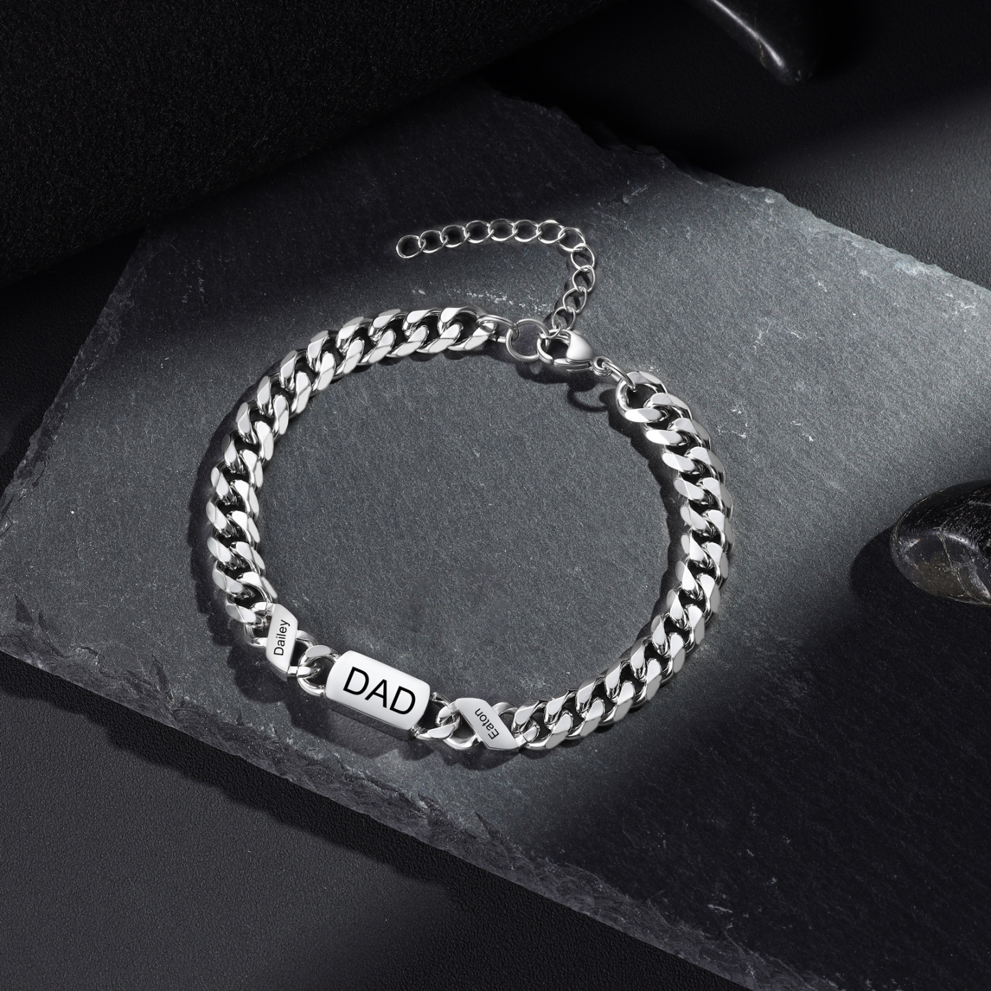 Herren Personalisierte 2 Namen Edelstahl Armband mit Text