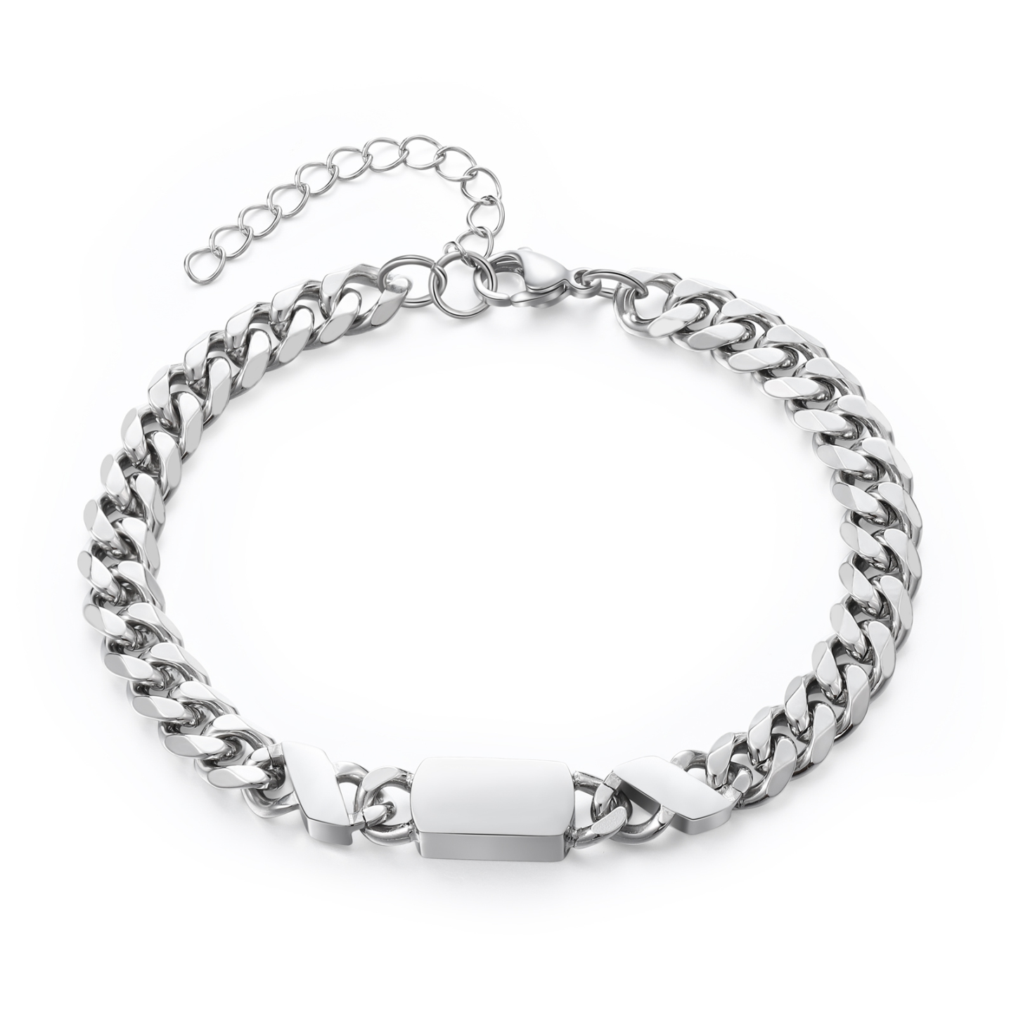 Herren Personalisierte 2 Namen Edelstahl Armband mit Text