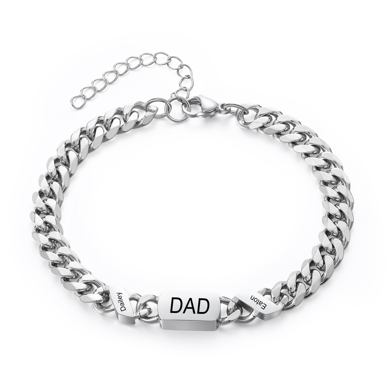 Herren Personalisierte 2 Namen Edelstahl Armband mit Text