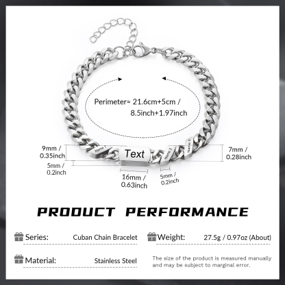Herren Personalisierte 3 Namen Edelstahl Armband mit Text