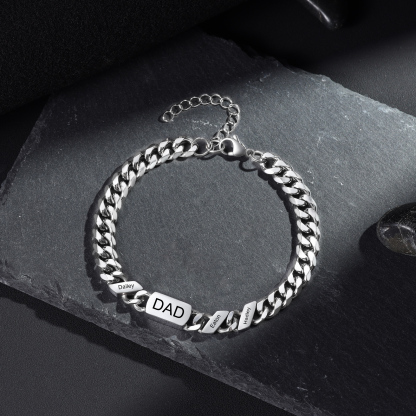 Herren Personalisierte 3 Namen Edelstahl Armband mit Text