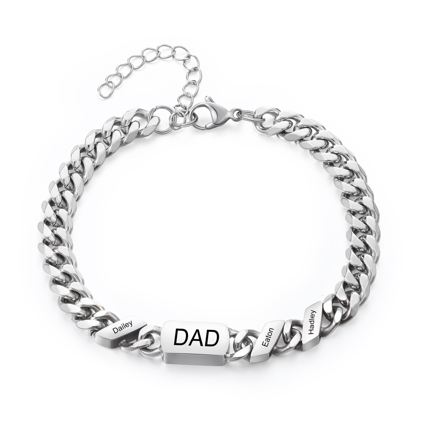 Herren Personalisierte 3 Namen Edelstahl Armband mit Text