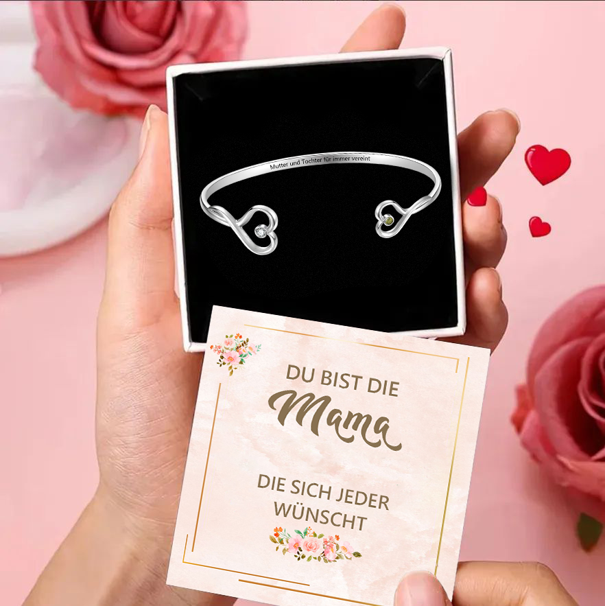Personalisierte Text & Geburtssteine herzförmiges Armband für Mama/Tochter