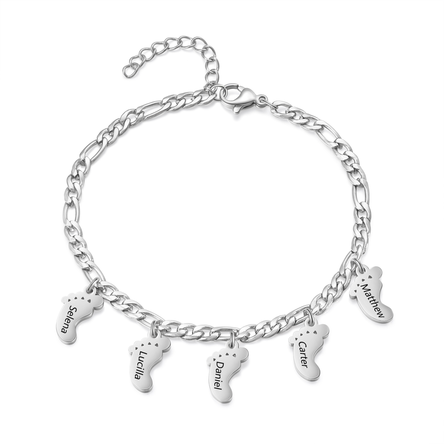 Personalisiertes Baby Füße 5 Namen Armband
