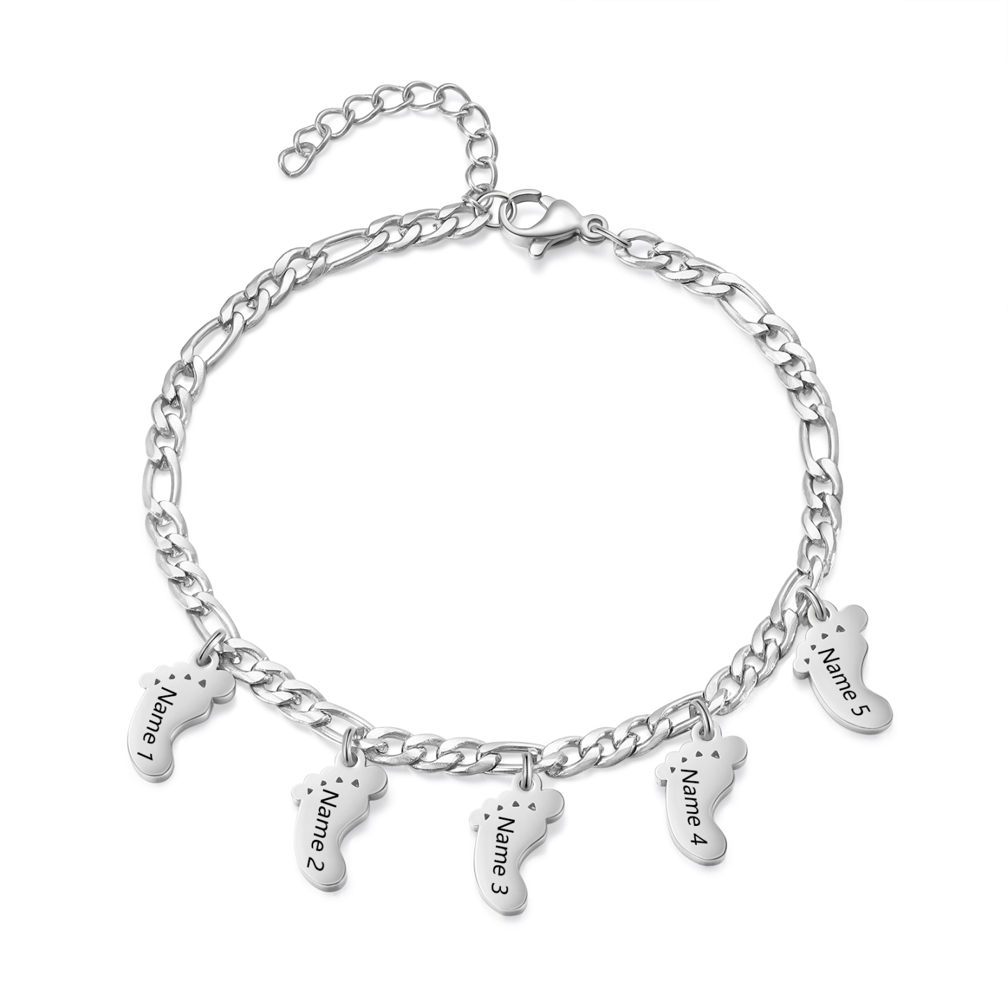 Personalisiertes Baby Füße 5 Namen Armband