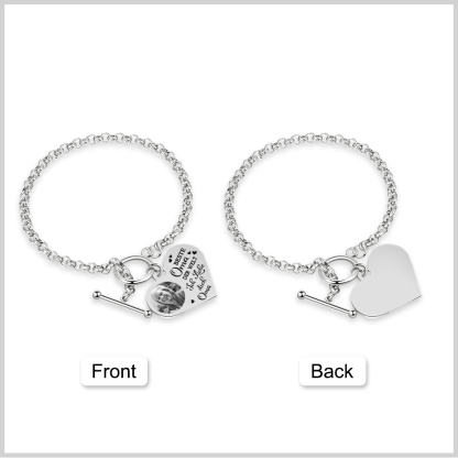 Personalisierte Foto Edelstahl Armband mit Herzanhänger –Best Oma der Welt - Ich liebe dich!