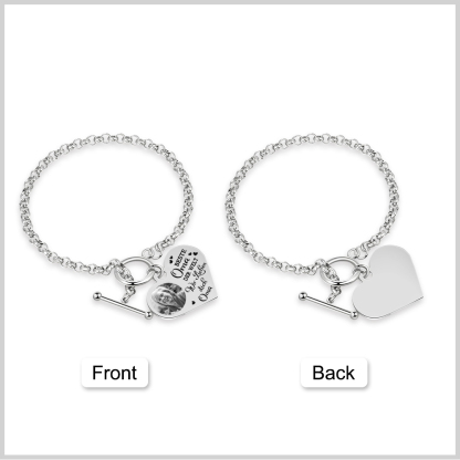Personalisierte Foto Edelstahl Armband mit Herzanhänger –Best Oma der Welt - Ich liebe dich!
